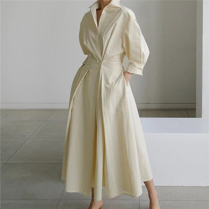 Women's Newspaper-Print Collared Wrap Maxi Dress - Apricot