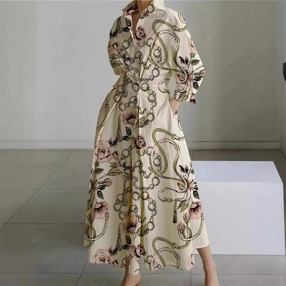 Women's Newspaper-Print Collared Wrap Maxi Dress