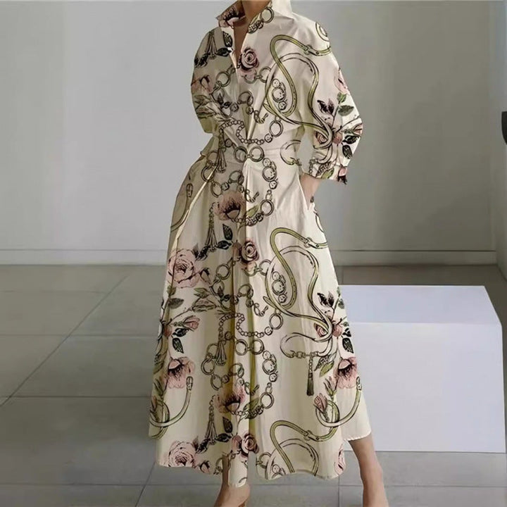 Women's Newspaper-Print Collared Wrap Maxi Dress