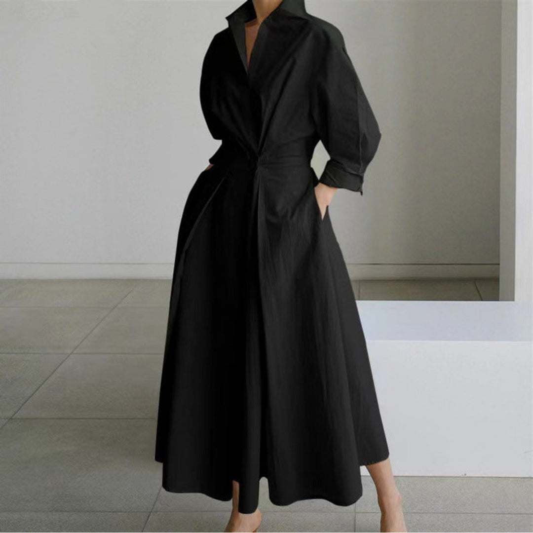 Women's Newspaper-Print Collared Wrap Maxi Dress - Black