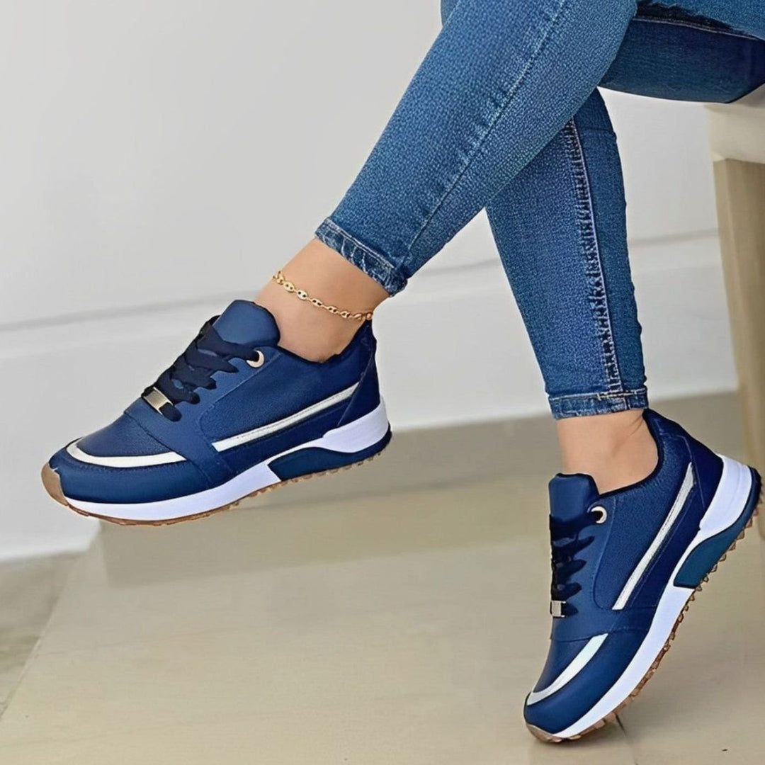 Women's Non-Slip Lace-Up Casual Walking Shoes Sneakers - Blue