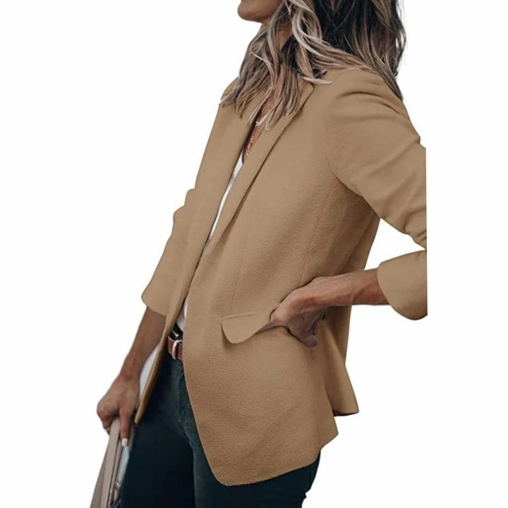 Women's Open Front Long Sleeve Work Blazer - Brown
