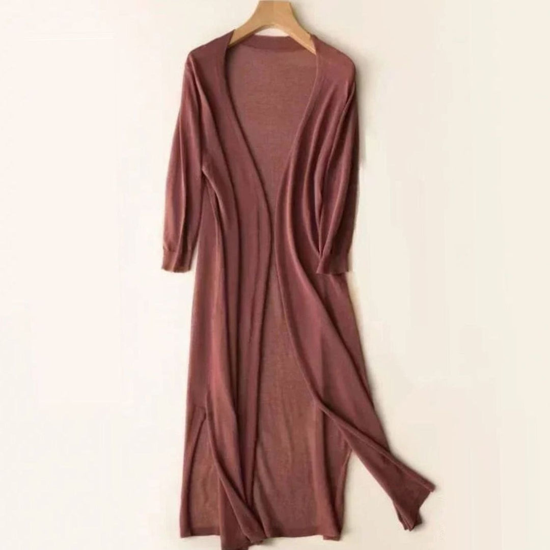 Women's Open Front Relaxed Fit Lightweight Knit Long Cardigan - Coffee