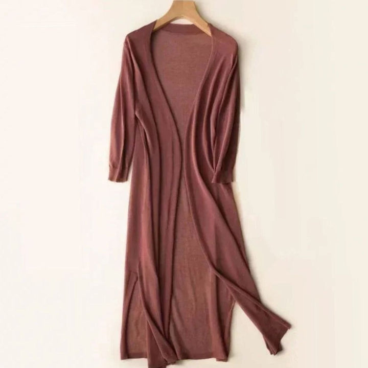 Women's Open Front Relaxed Fit Lightweight Knit Long Cardigan - Coffee