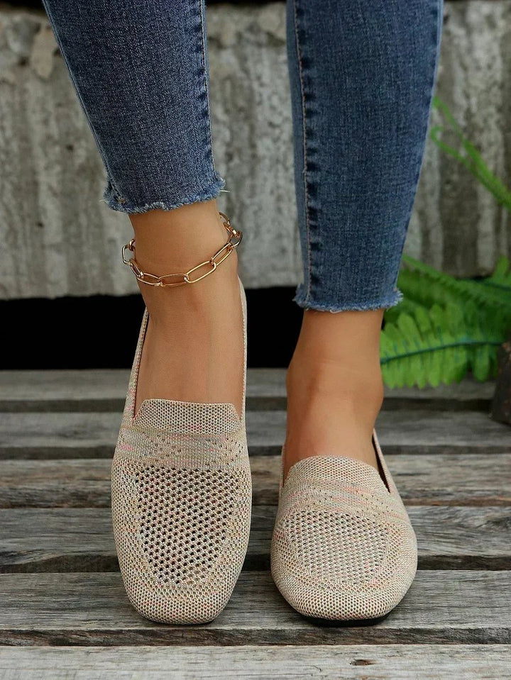 Women's Orthopedic Breathable Knit Slip-On Loafers - Beige