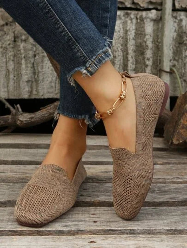 Women's Orthopedic Breathable Knit Slip-On Loafers - Khaki