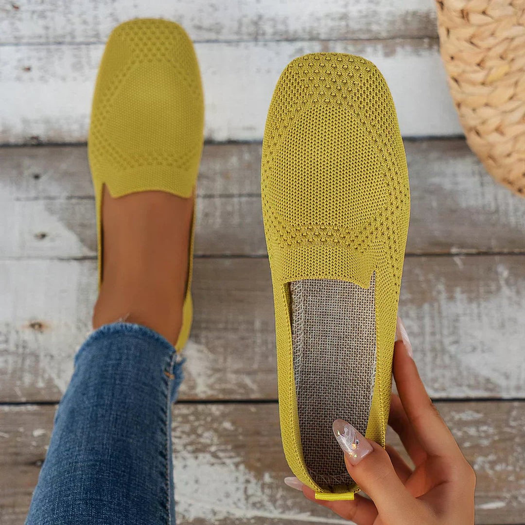 Women's Orthopedic Breathable Knit Slip-On Loafers - Yellow