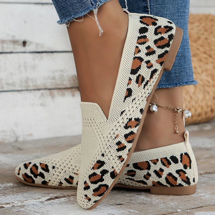 Women's Orthopedic Breathable Knit Slip-On Loafers - Leopard