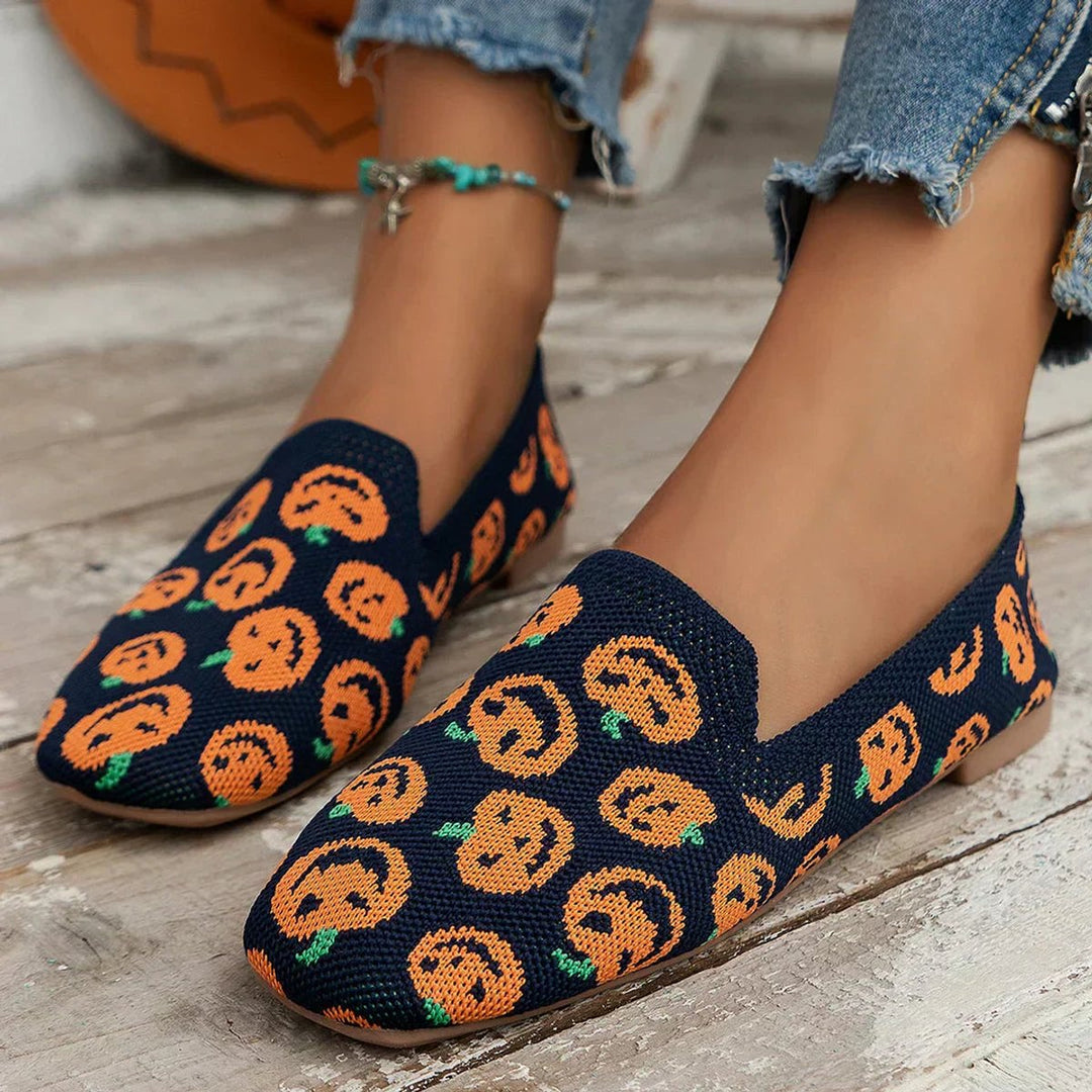 Women's Orthopedic Breathable Knit Slip-On Loafers - Pumpkin