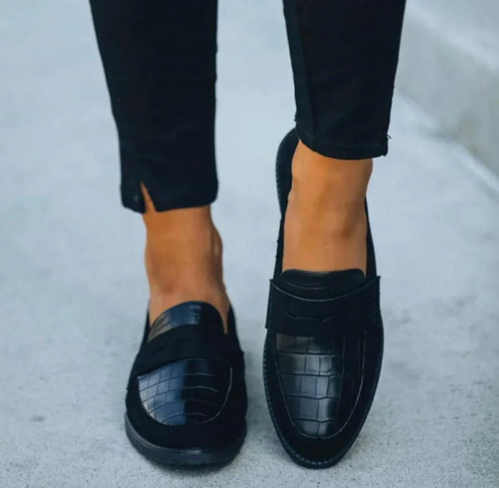 Women's Orthopedic Croc-Texture Cushioned Slip-On Loafers