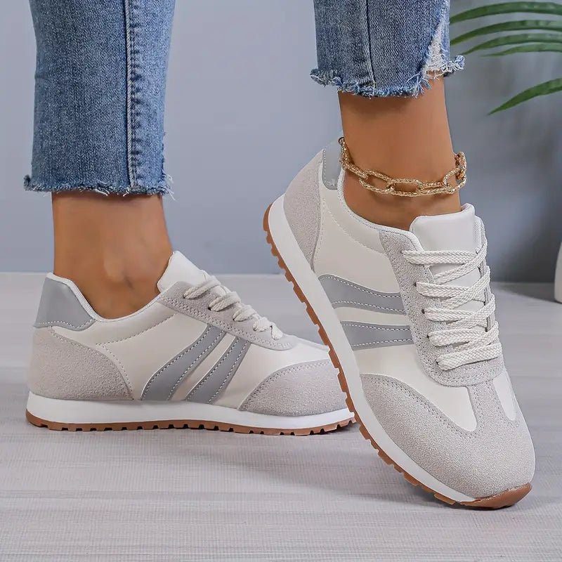 Women's Orthopedic Cushioned Lace-Up Low-Profile Sneakers - Gray