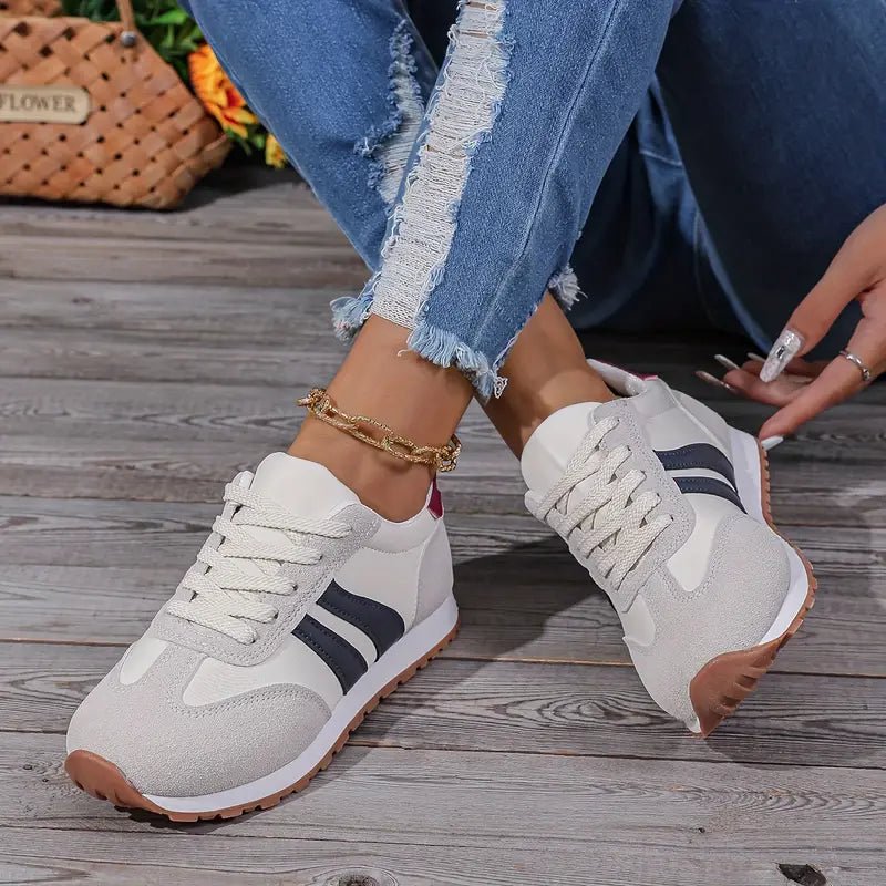 Women's Orthopedic Cushioned Lace-Up Low-Profile Sneakers - Navy