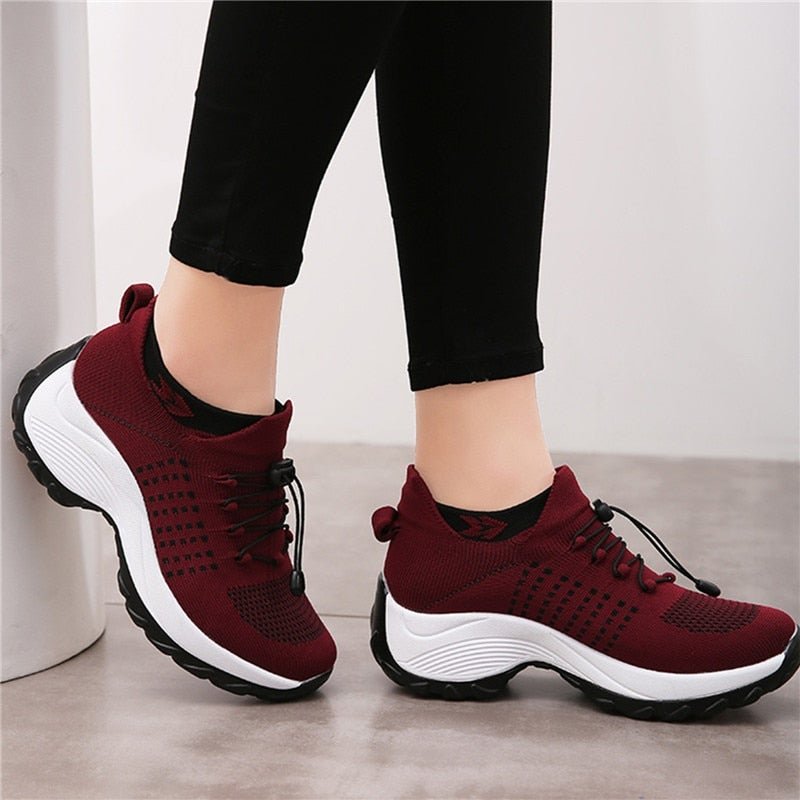 Women's Orthopedic Cushioned Lace-Up Platform Sneakers