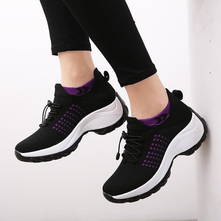 Women's Orthopedic Cushioned Lace-Up Platform Sneakers