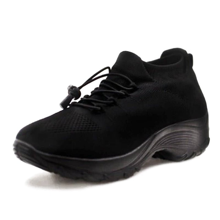 Women's Orthopedic Cushioned Lace-Up Platform Sneakers - Midnight Black