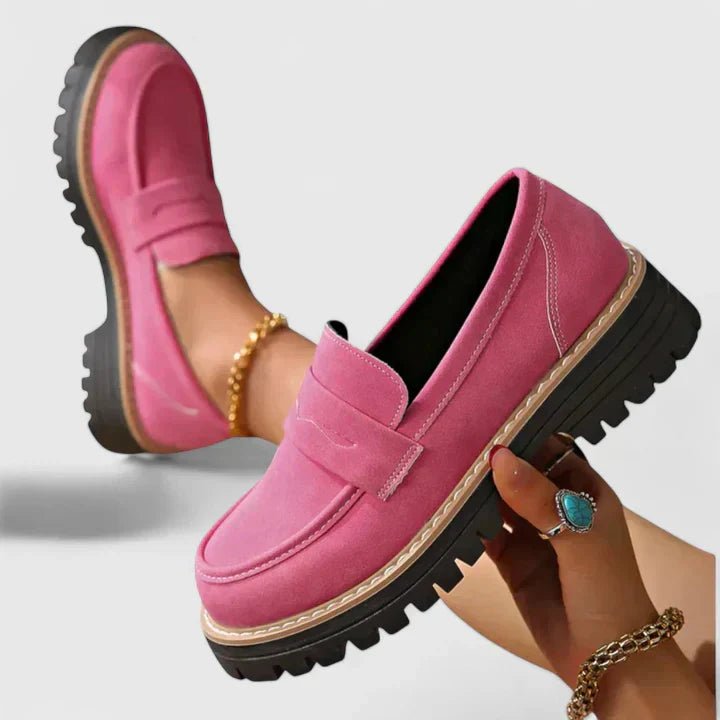 Women's Orthopedic Cushioned Slip-On Platform Loafers - Pink