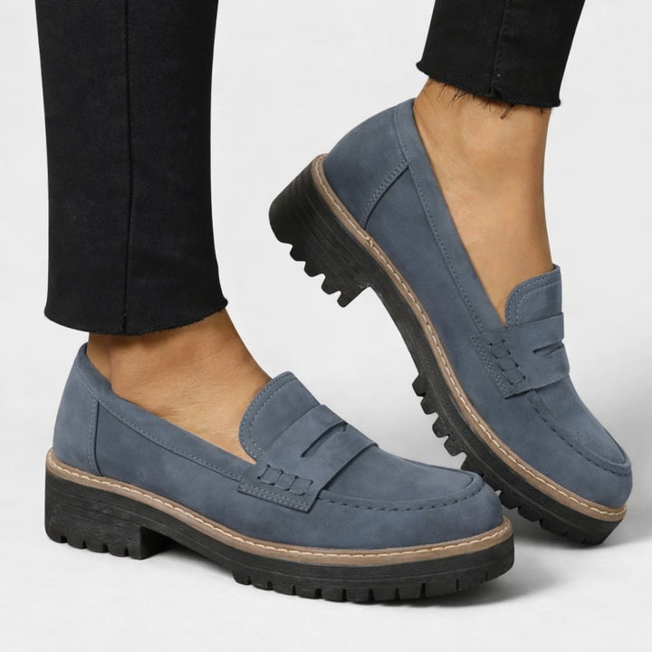 Women's Orthopedic Cushioned Slip-On Platform Loafers - Blue