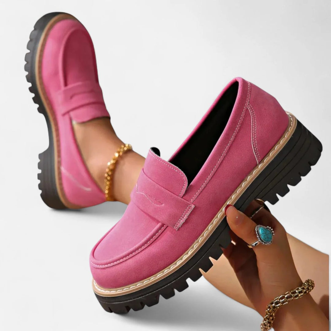 Women's Orthopedic Cushioned Slip-On Platform Penny Loafers - Pink