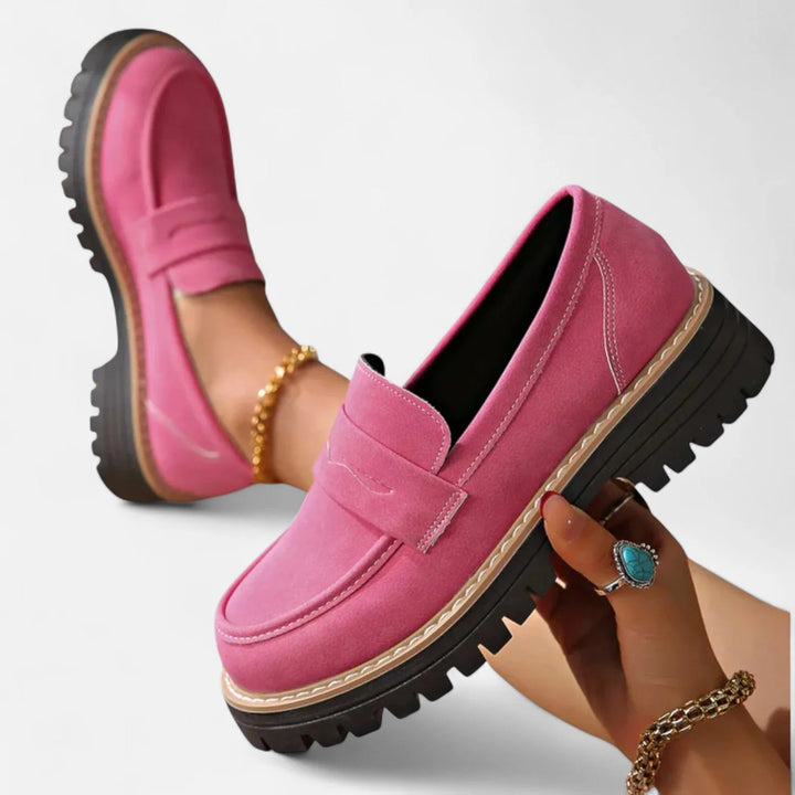 Women's Orthopedic Cushioned Slip-On Platform Penny Loafers - Pink