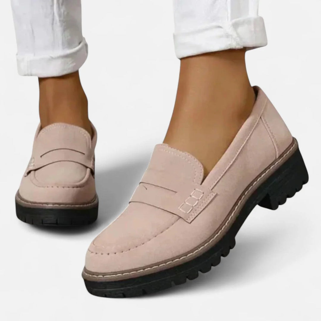 Women's Orthopedic Cushioned Slip-On Platform Penny Loafers - Khaki