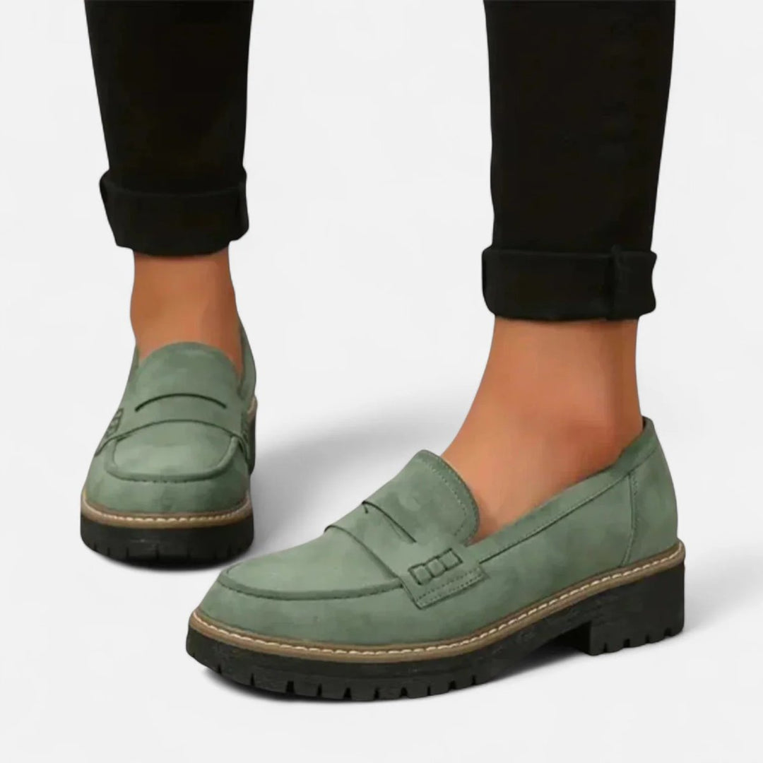 Women's Orthopedic Cushioned Slip-On Platform Penny Loafers - Green