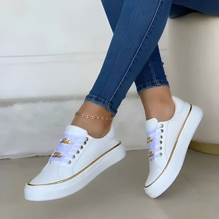 Women's Orthopedic Gold-Accent Lace-Up Platform Sneakers