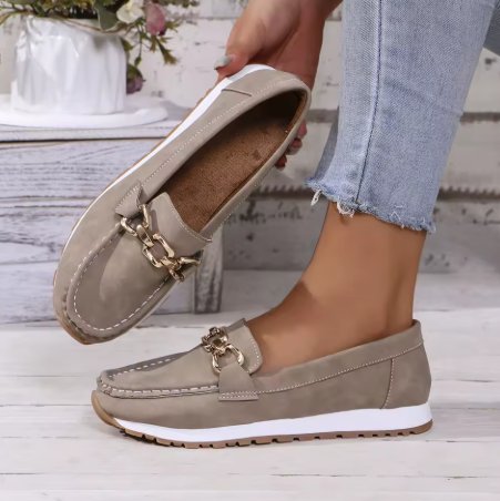 Women's Orthopedic Non-Slip Gold-Bit Slip-On Loafers - Grey