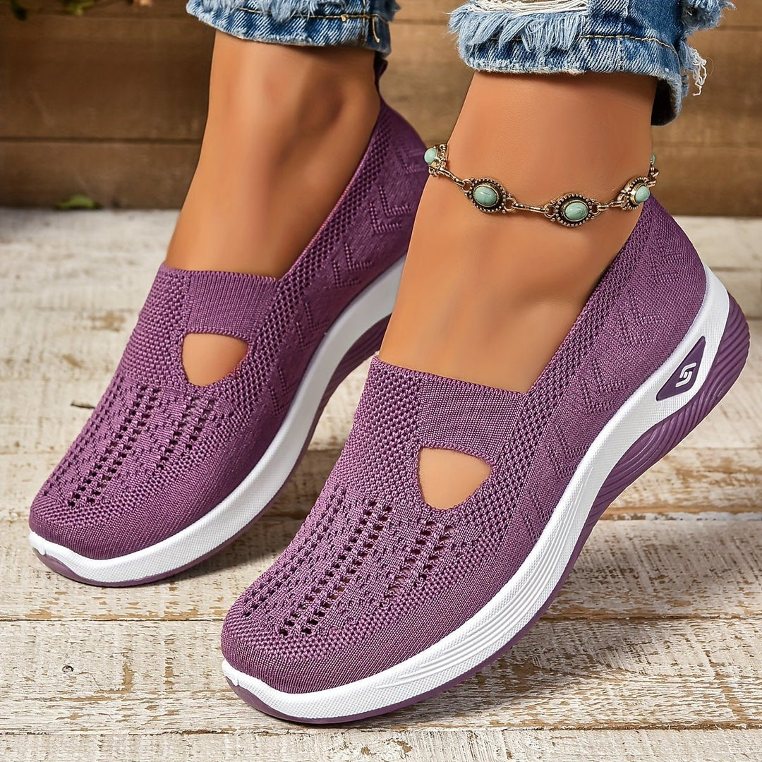 Women's Orthopedic Slip-On Comfortable Sandals Knit Sneakers - Purple
