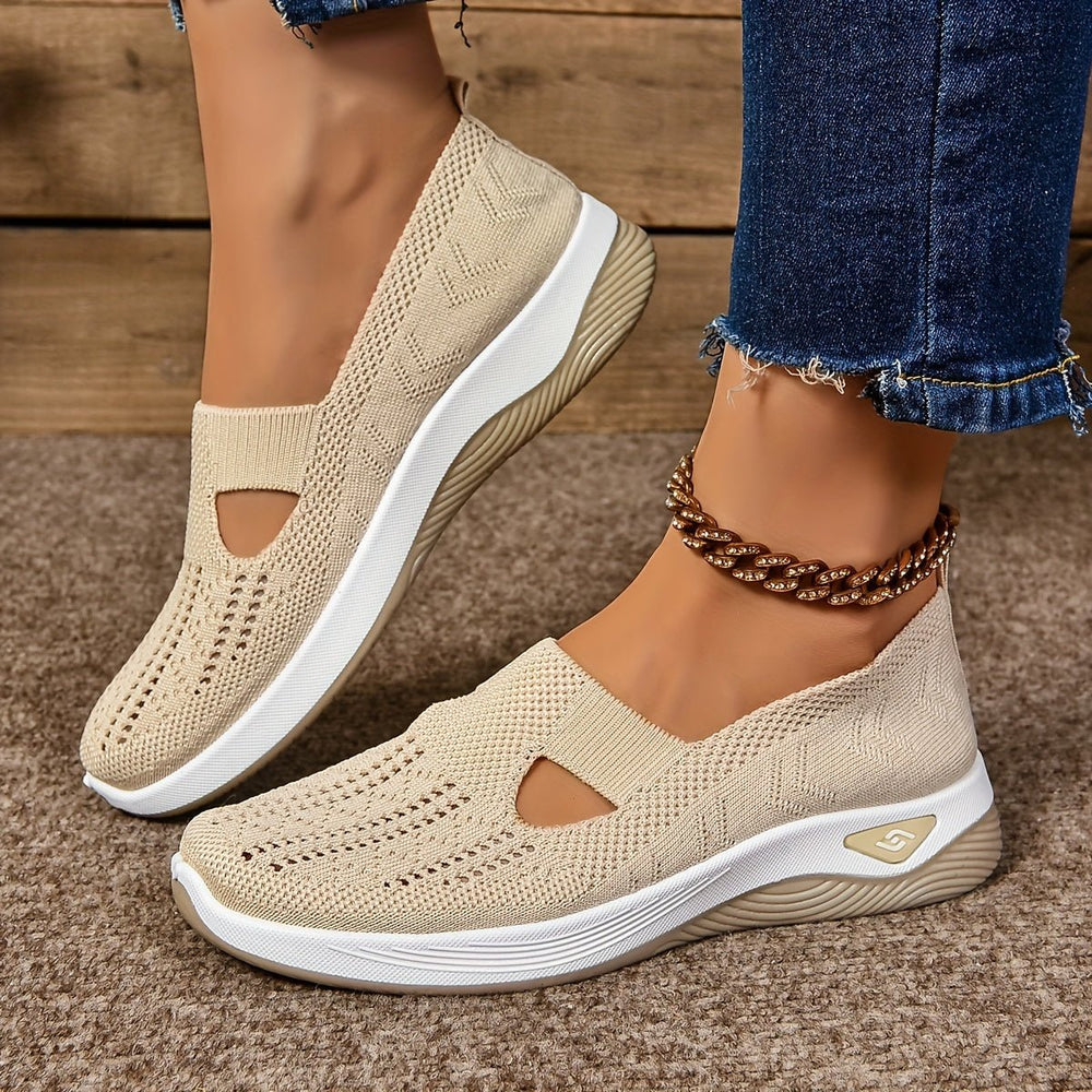 Women's Orthopedic Slip-On Comfortable Sandals Knit Sneakers - Cream