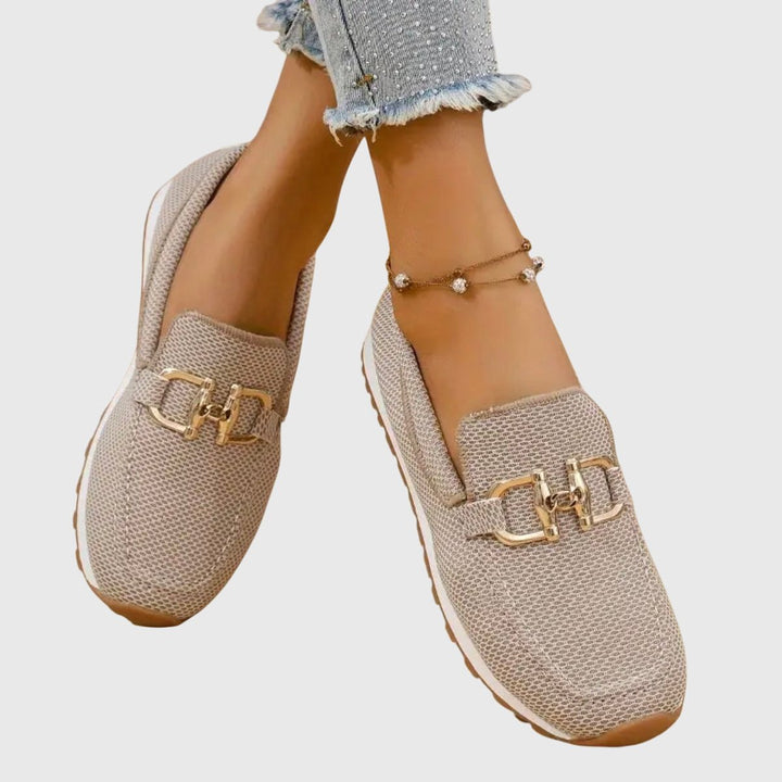 Women's Orthopedic Slip-On Loafer Sneakers Gold Horsebit