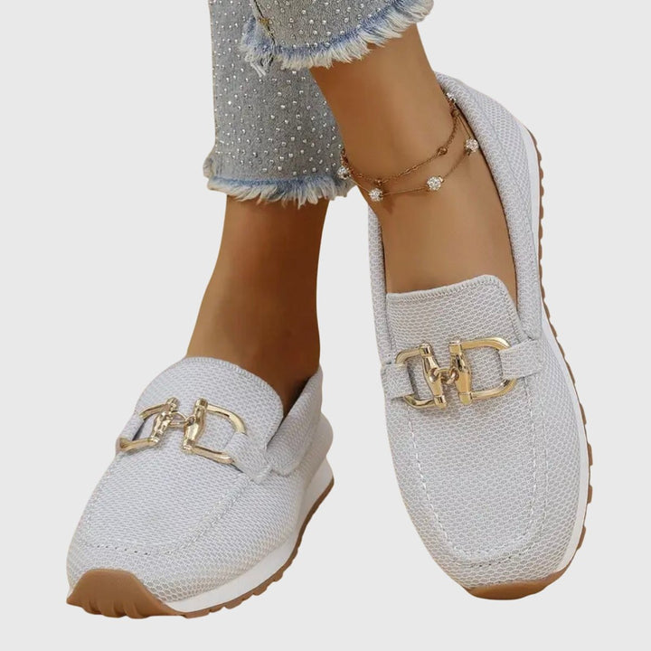 Women's Orthopedic Slip-On Loafer Sneakers Gold Horsebit