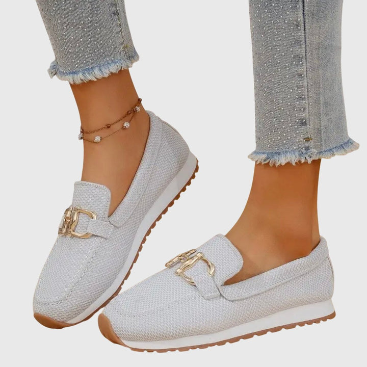 Women's Orthopedic Slip-On Loafer Sneakers Gold Horsebit