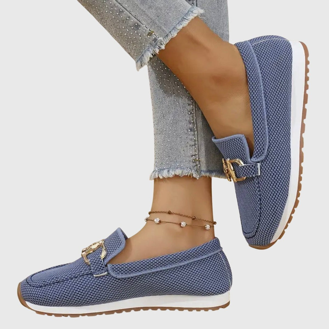 Women's Orthopedic Slip-On Loafer Sneakers Gold Horsebit