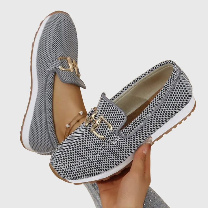 Women's Orthopedic Slip-On Loafer Sneakers Gold Horsebit