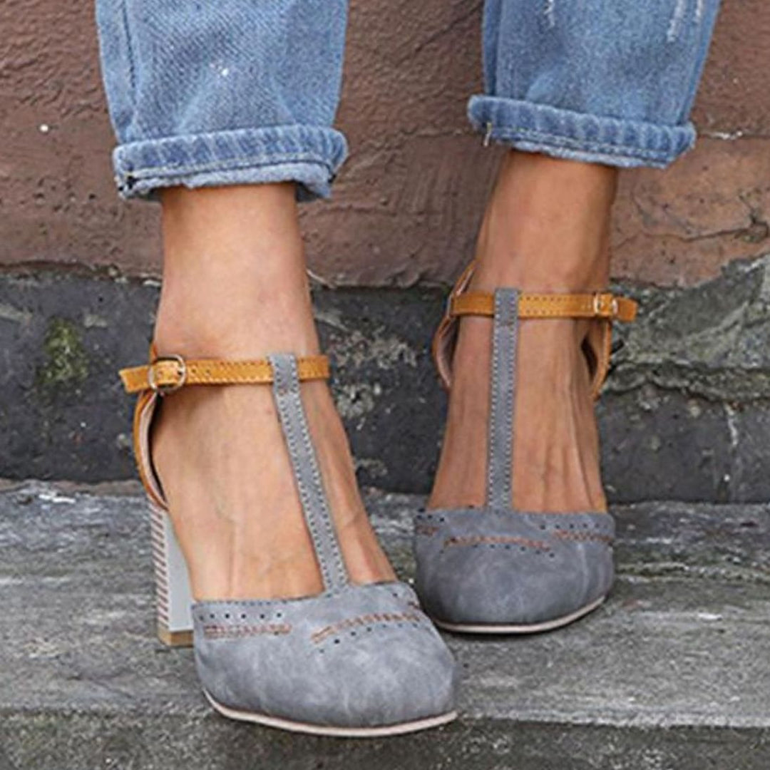Women's Orthopedic T-Strap Block-Heel Heeled Shoes