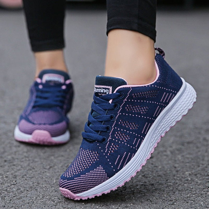 Women's Orthopedic Wide-Toe Breathable Mesh Lace-Up Sneakers - Blue