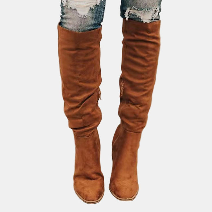 Women's Over-the-Knee Block-Heel Tall Shaft Ankle Boots - Brown