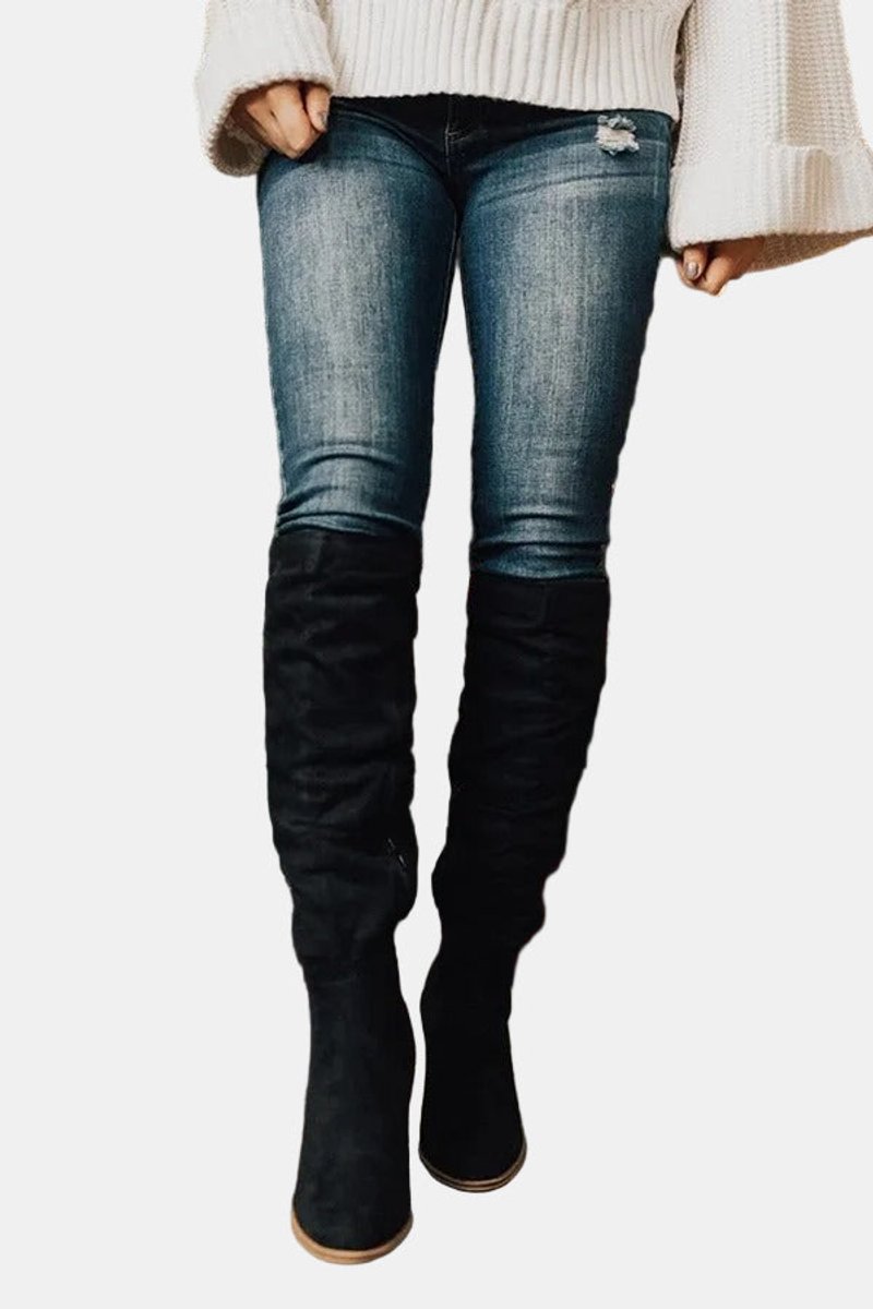 Women's Over-the-Knee Block-Heel Tall Shaft Ankle Boots
