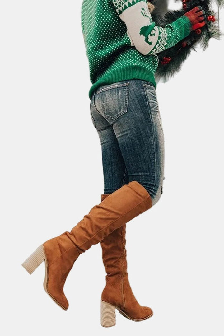 Women's Over-the-Knee Block-Heel Tall Shaft Ankle Boots