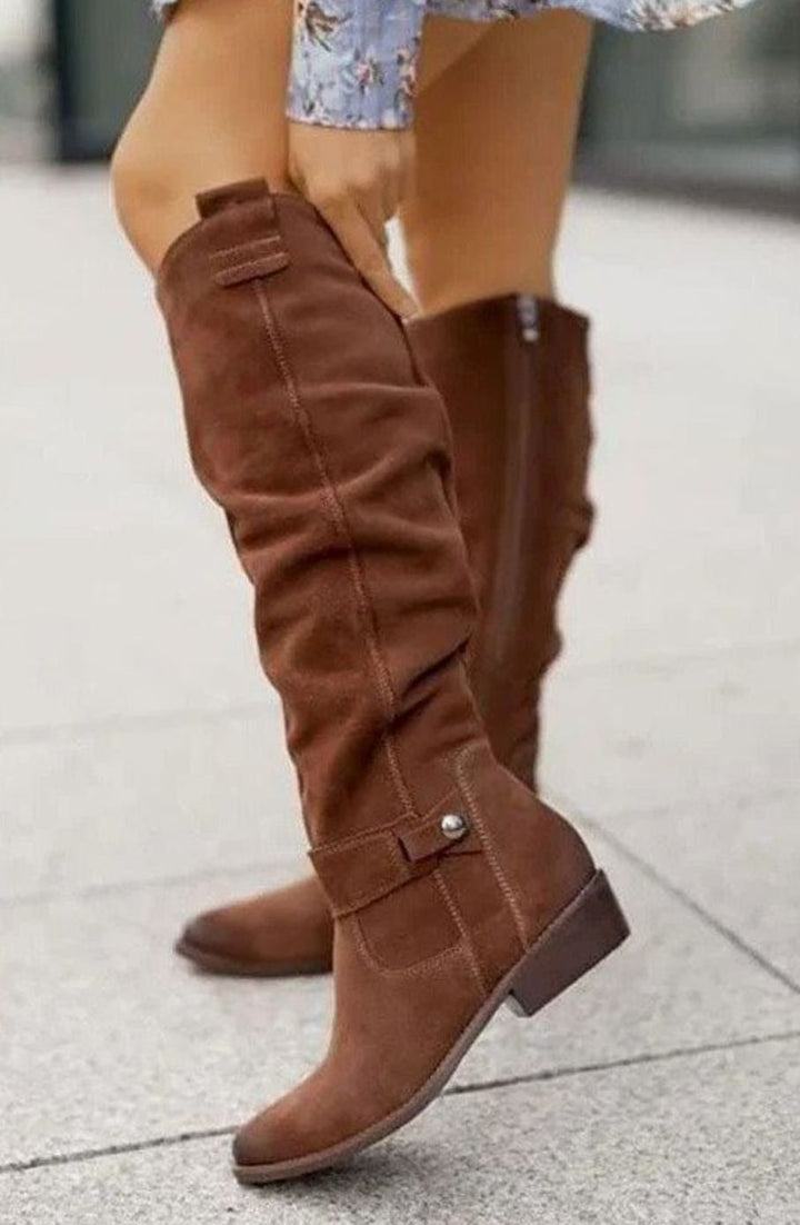 Women's Over-the-Knee Suede-Look Slouchy Fashion Boots - Brown