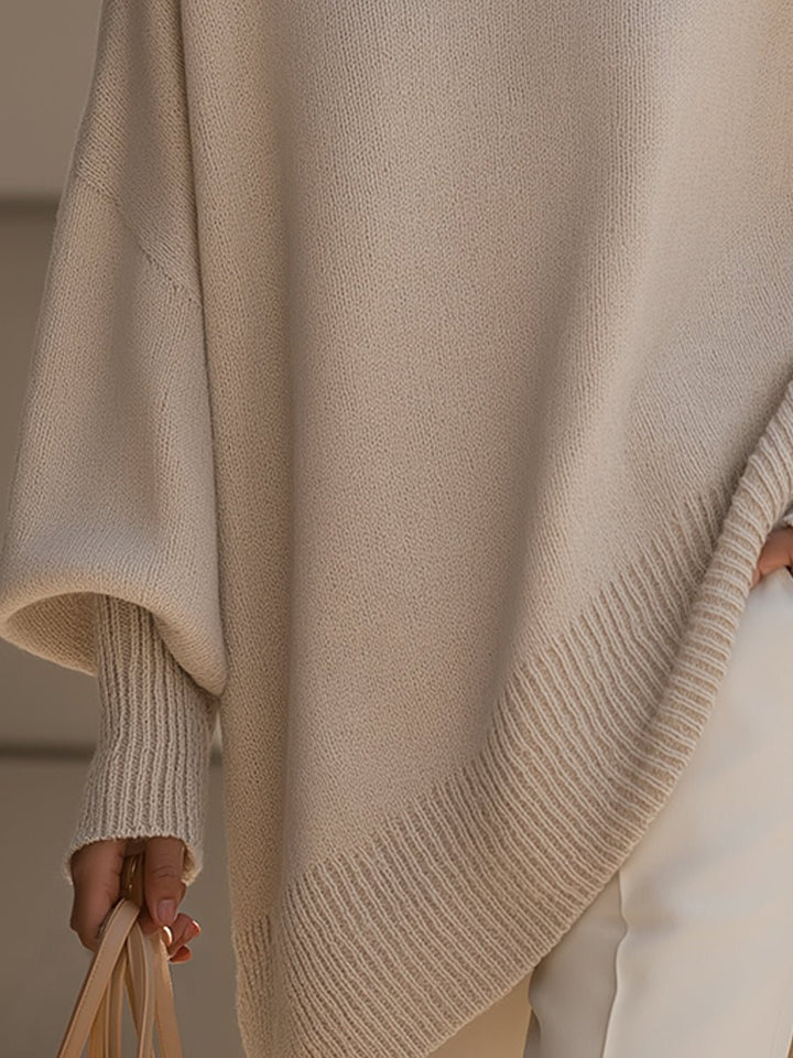 Women's Oversized Batwing-Sleeve Knit Pullover Sweater