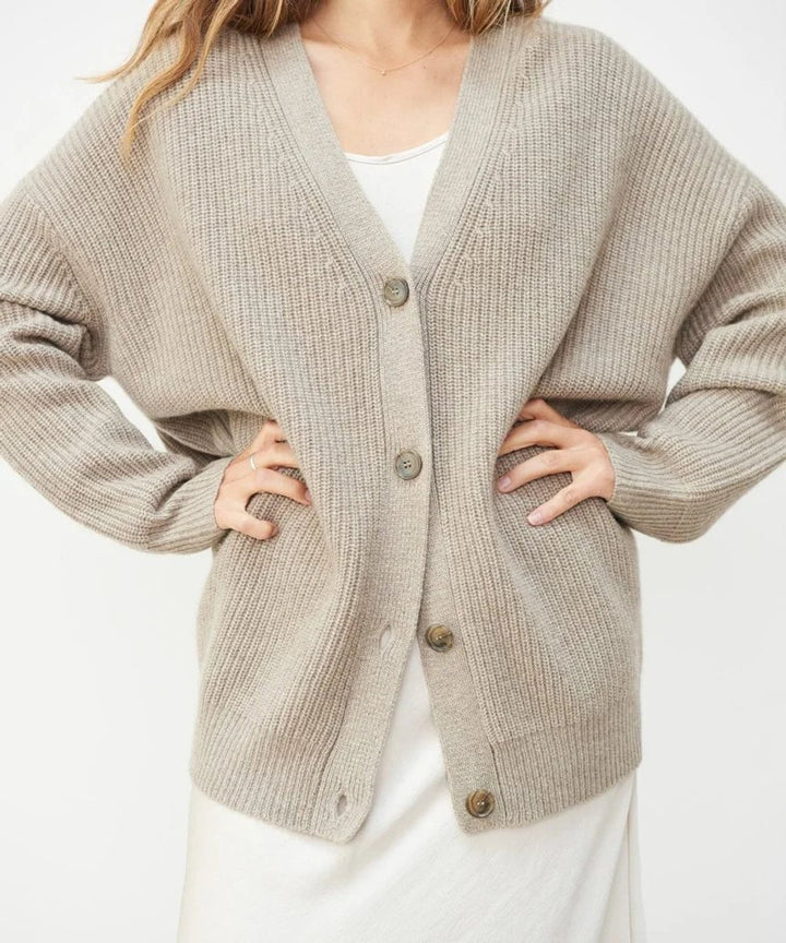 Women's Oversized Button-Front Cashmere Knit Cardigan