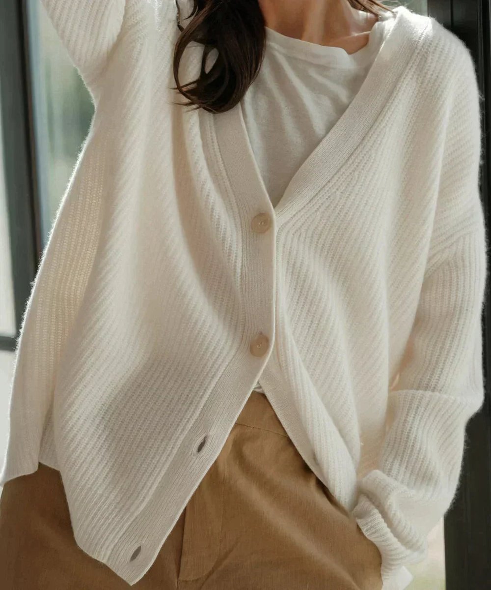 Women's Oversized Button-Front Cashmere Knit Cardigan