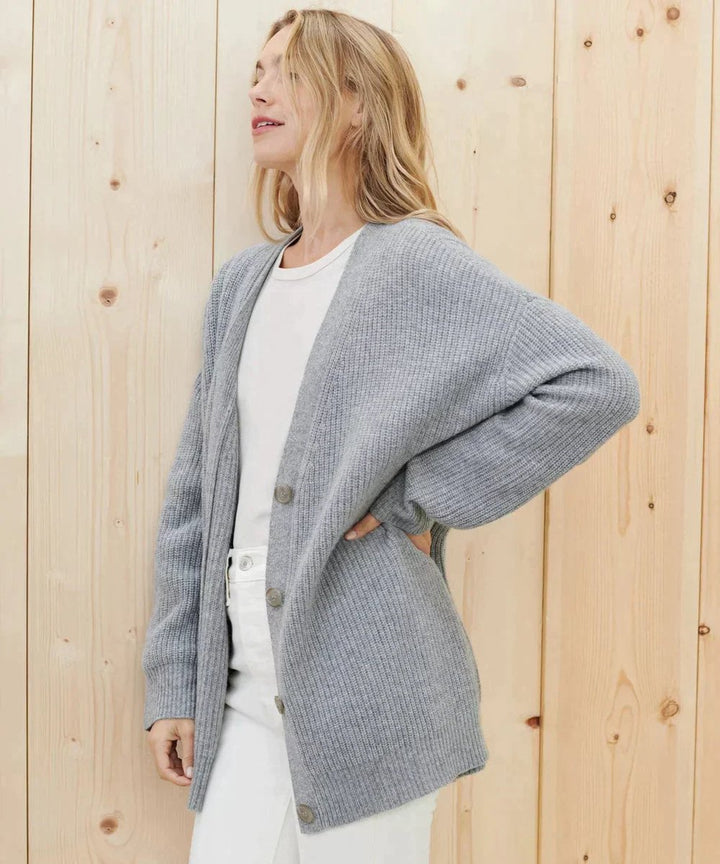 Women's Oversized Button-Front Cashmere Knit Cardigan