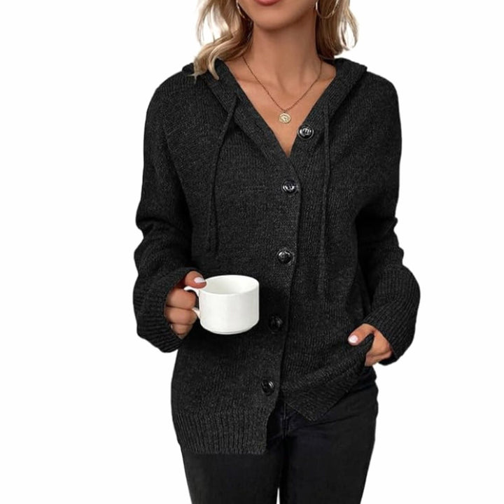 Women's Oversized Button-Front Hooded Cardigan Sweater