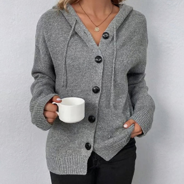 Women's Oversized Button-Front Hooded Cardigan Sweater