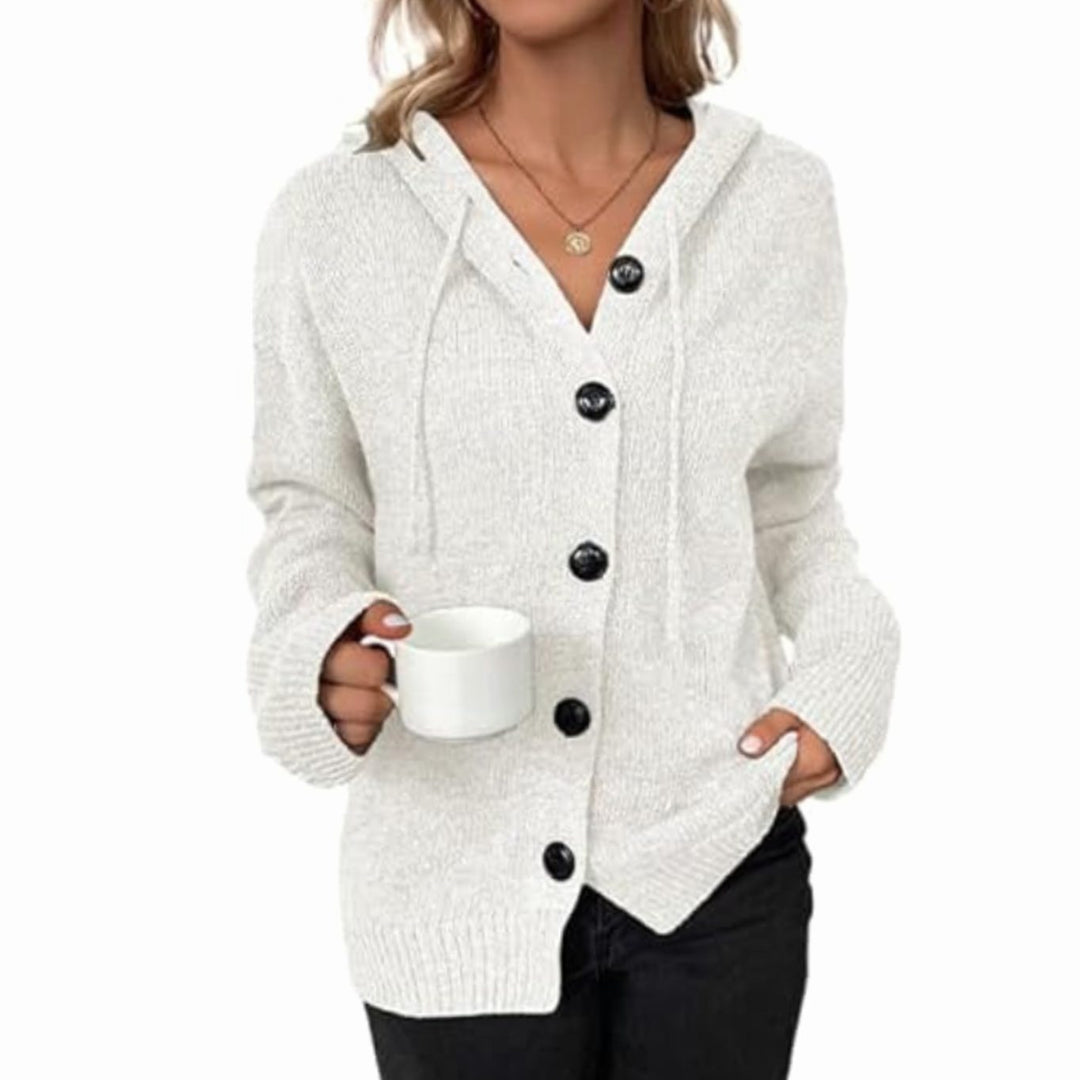 Women's Oversized Button-Front Hooded Cardigan Sweater