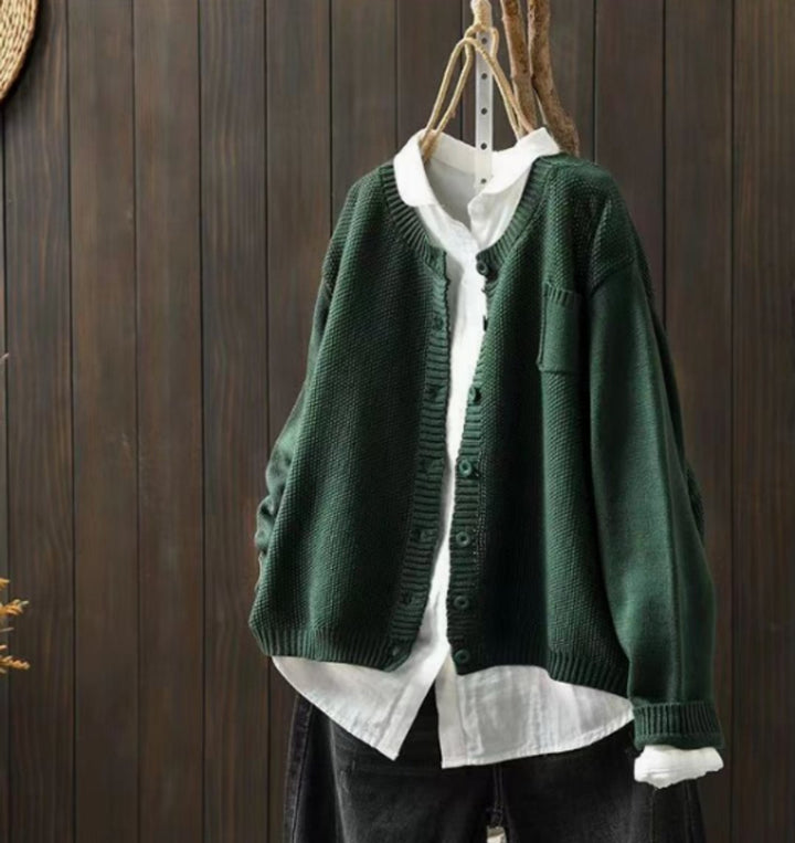 Women's Oversized Button-Front Knit Relaxed Cardigan Sweater - Green