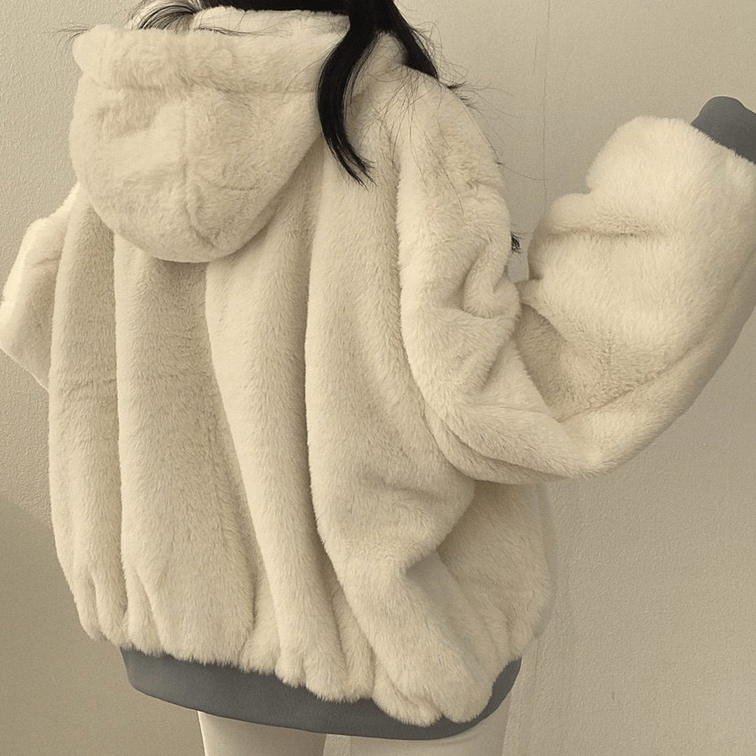 Women's Oversized Fleece-Lined Zip-Up Winter Jacket
