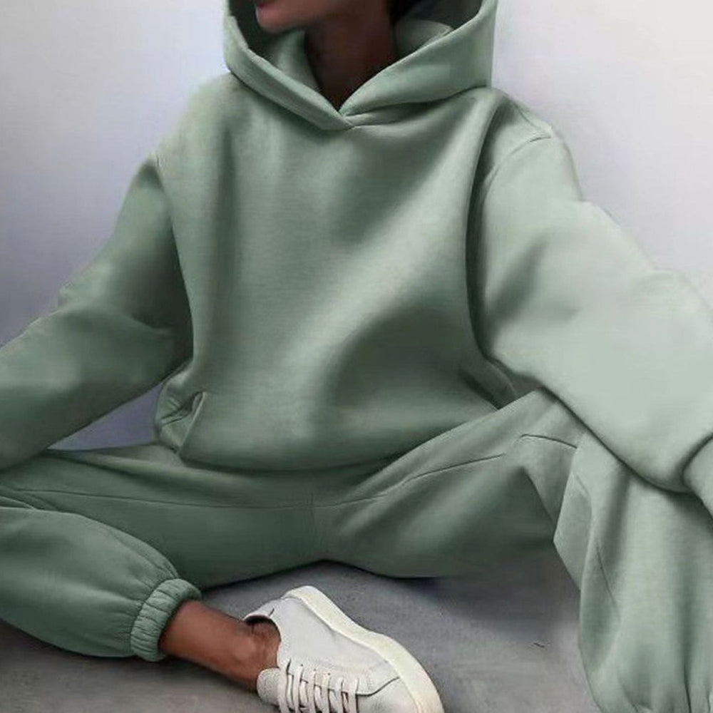 Women's Oversized Hoodie High-Waist Jogger Two-Piece Set - Green